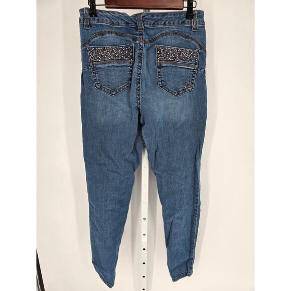 Code Blue Women's Mid Rise Skinny Rhinestone Pocket Button Closer Jeans Size 10 - Picture 6 of 6